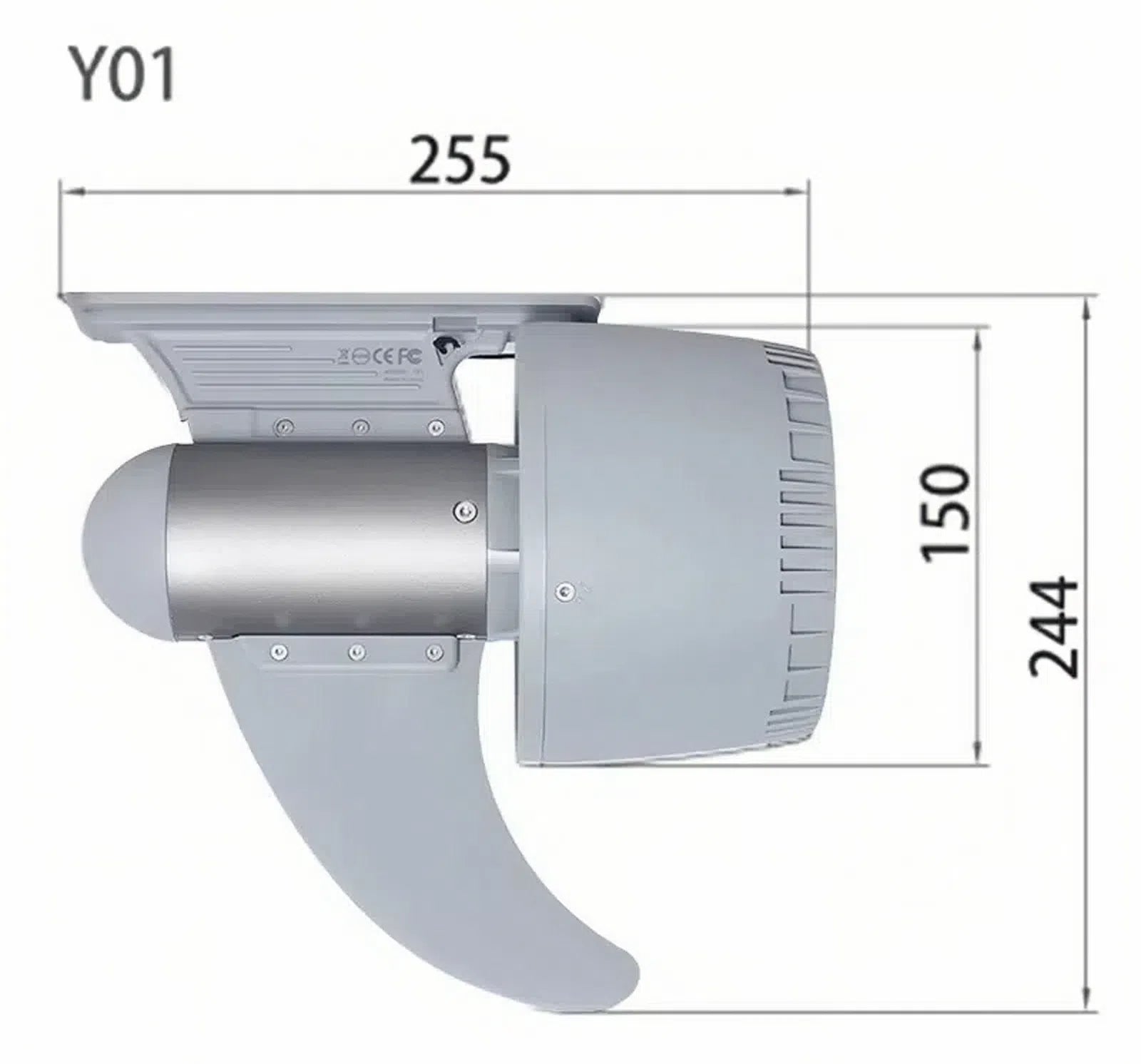 Y01 Elektrische Finne | 600 W Motor | Max. Schub 13 kg/28,6 lbs | Max. Ausdauer 120 Minuten (36 Ah) | Max. Ganggeschwindigkeit 8 km/h, Fernbedienung einstellbar 